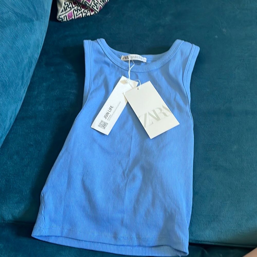 Blue cropped ZARA cropped tank